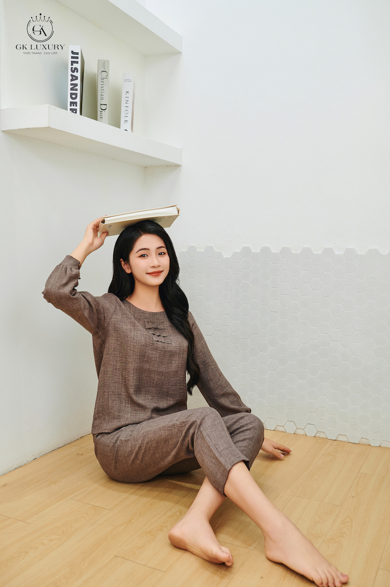 Bộ linen dài tay cổ tròn GK78